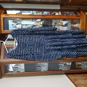 (CH) NWT LuLaRoe GEORGIA Blue and Black Striped Dress